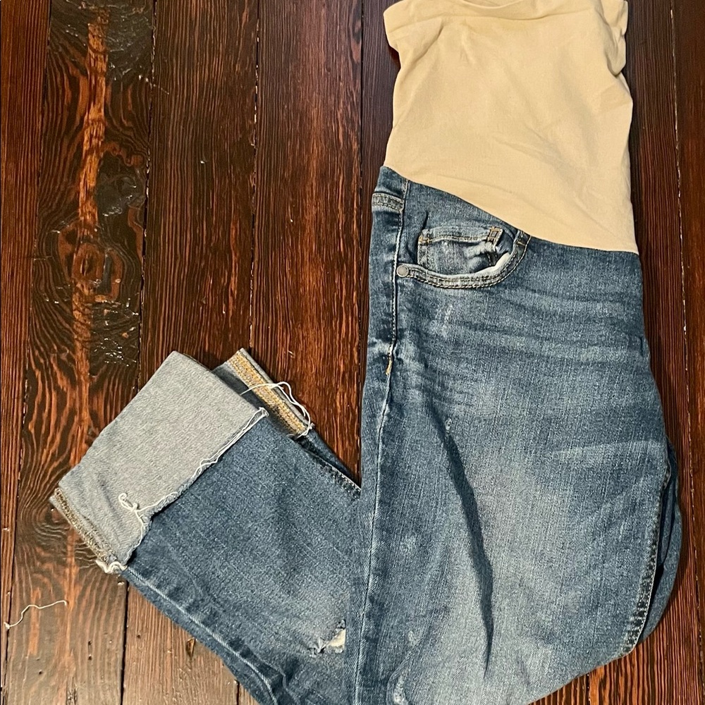 Cropped Maternity Jeans, cuffed